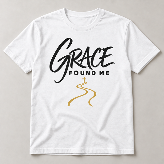 White Grace Found Me T-shirt front mockup