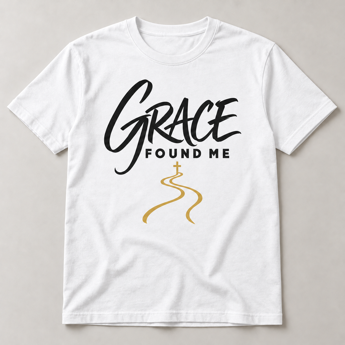 White Grace Found Me T-shirt front mockup