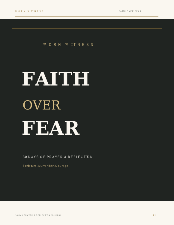 Faith Over Fear - Worn Witness 30-day digital prayer journal cover