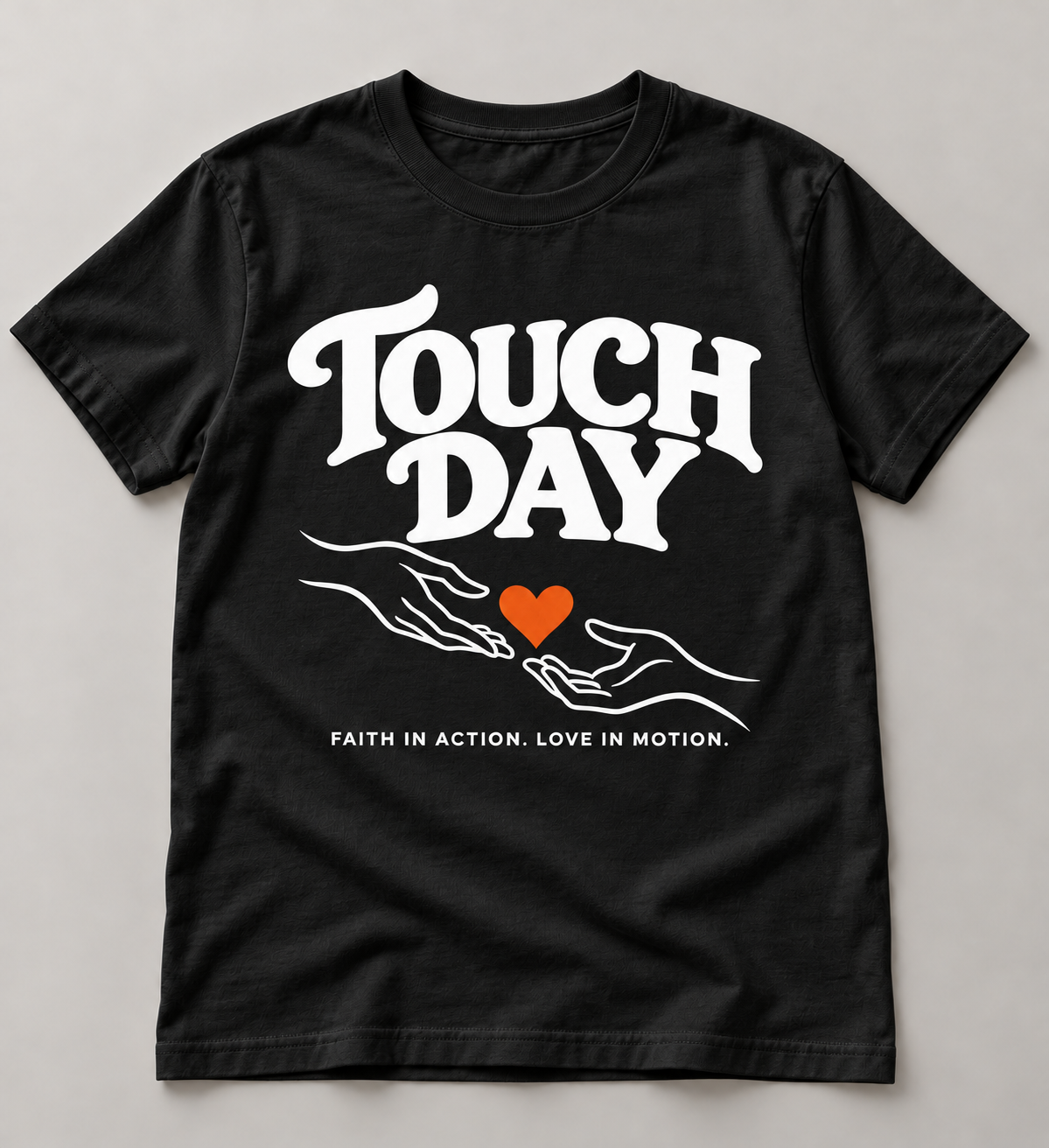Touch Day black T-shirt - Faith in Action, Love in Motion