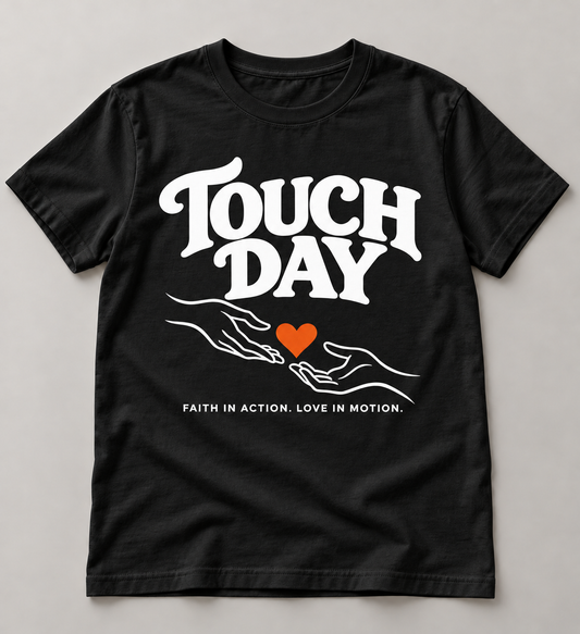 Touch Day black T-shirt - Faith in Action, Love in Motion